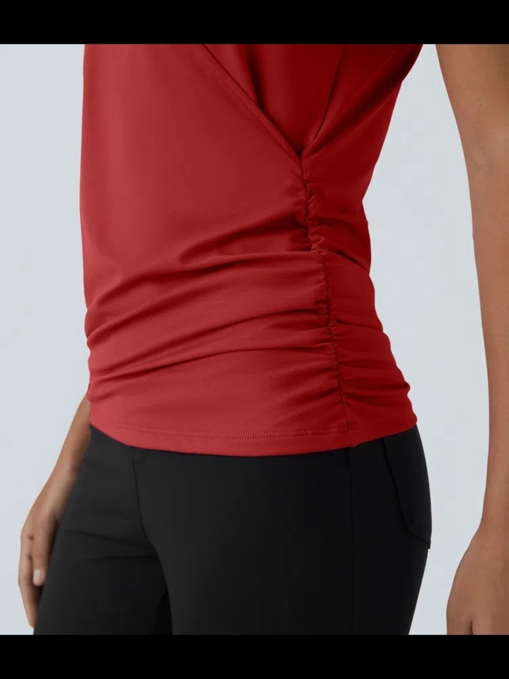 (NWOT) Halara V-Neck Crossover Work Blouse - Red - Picture 5 of 5